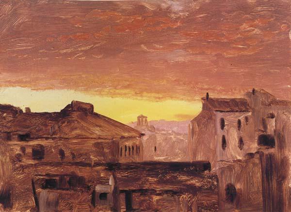 Frederic E.Church Rooftops at Sunset,Rome,Italy Germany oil painting art